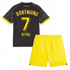 Borussia Dortmund Giovanni Reyna #7 Bortaställ Barn 2023-24 Kortärmad (+ Korta byxor)